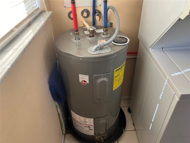 utility room with electric water heater