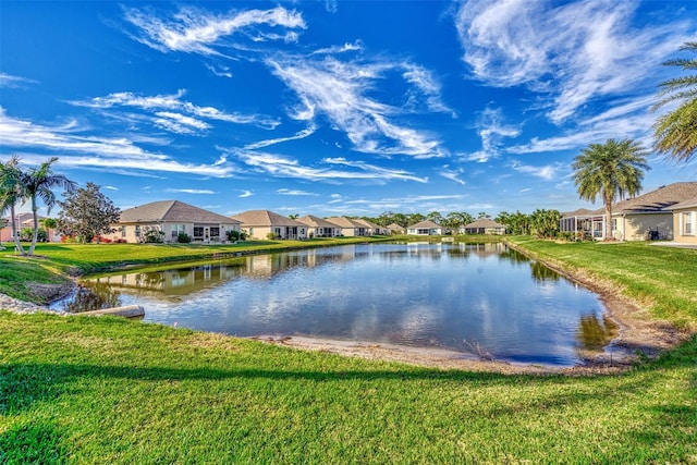 view of water feature with a residential view