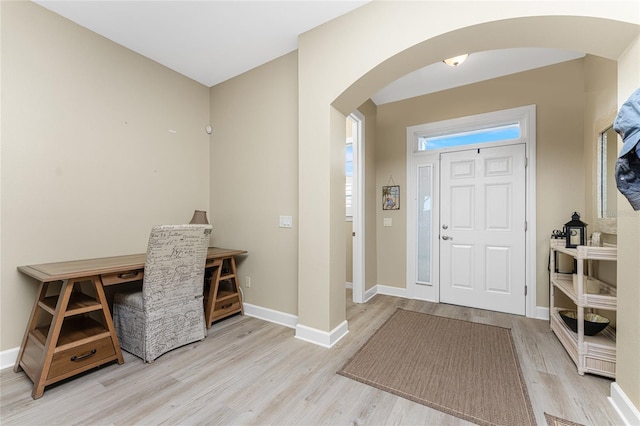 entryway with light wood-type flooring