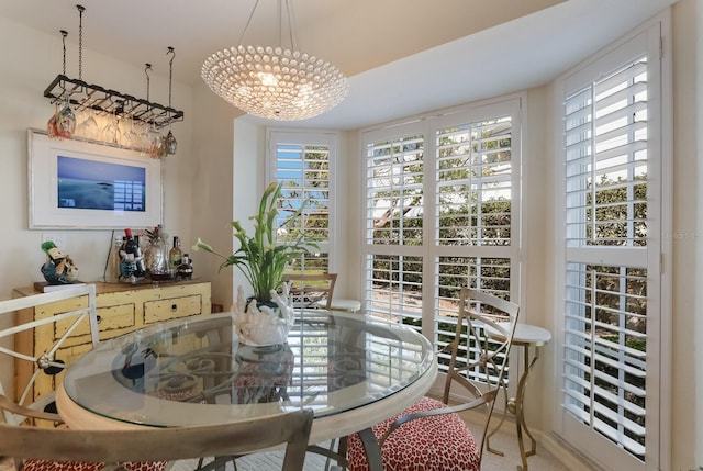 dining room featuring a chandelier