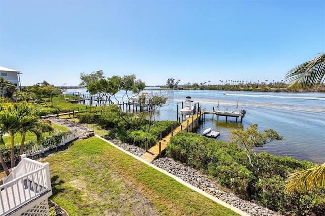 dock area featuring a water view