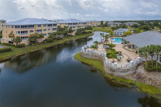 bird's eye view featuring a water view