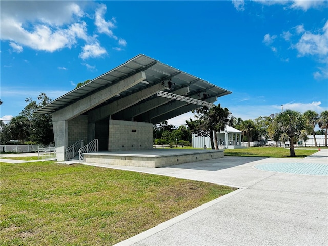 view of home's community featuring a lawn