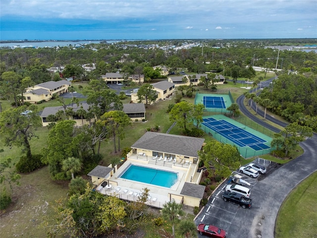 bird's eye view featuring a water view