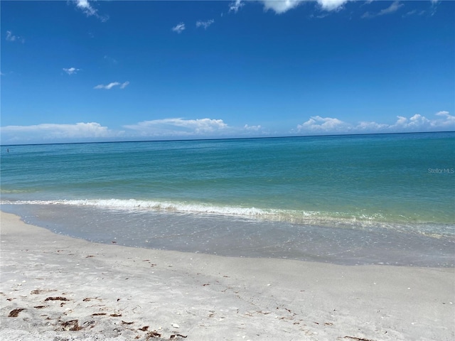 property view of water with a beach view