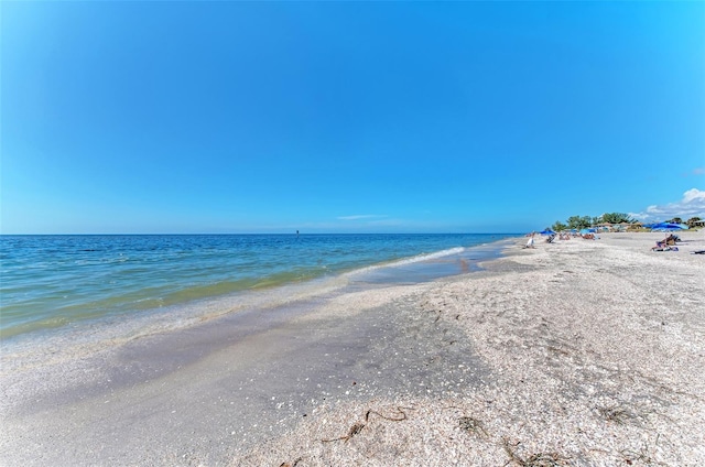 view of water feature featuring a view of the beach