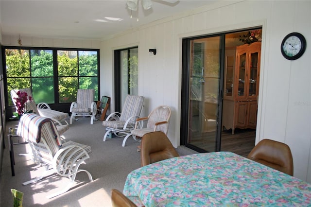 bedroom featuring carpet flooring, ceiling fan, and a closet