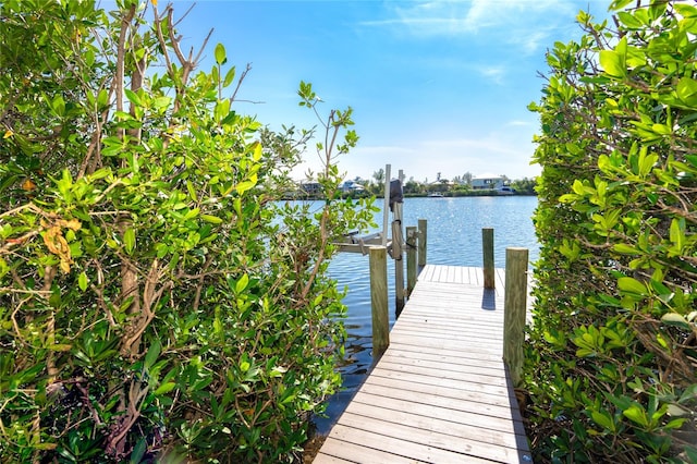 view of dock featuring a water view