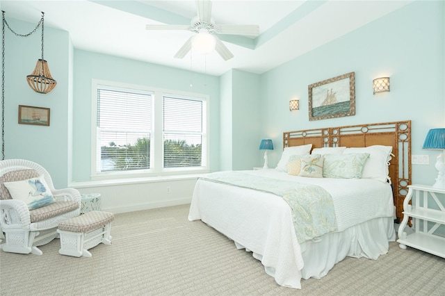 bedroom featuring carpet and ceiling fan