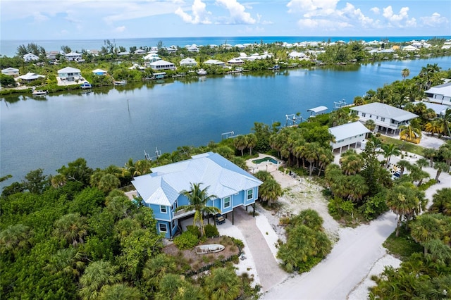 bird's eye view featuring a water view