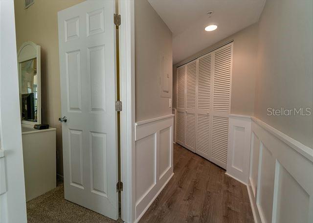 hall featuring dark hardwood / wood-style floors