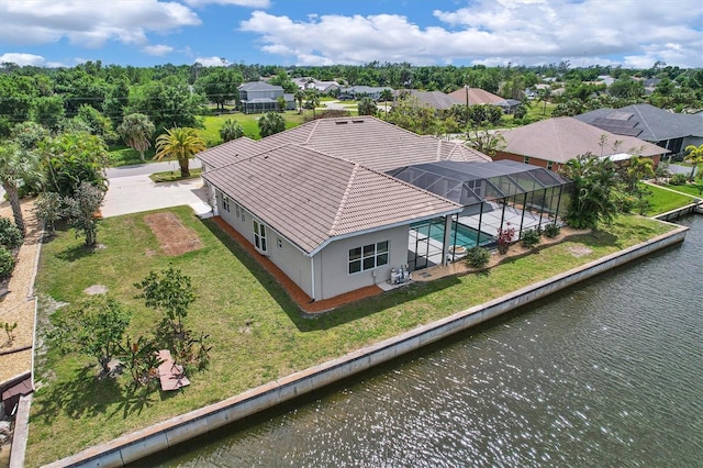 bird's eye view featuring a water view