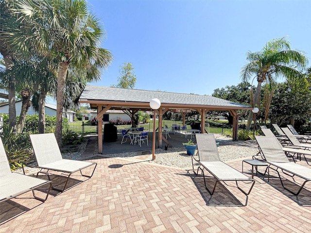 view of patio / terrace with a gazebo