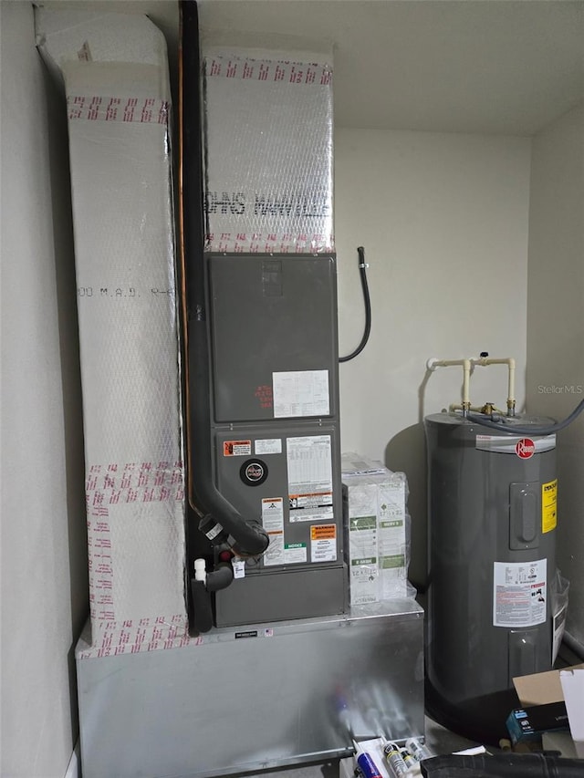 utility room with water heater