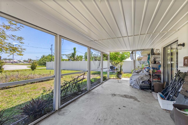 view of unfurnished sunroom