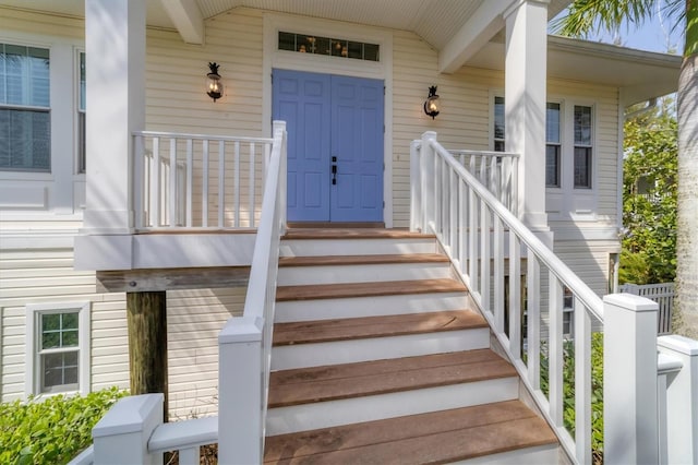 property entrance with a porch