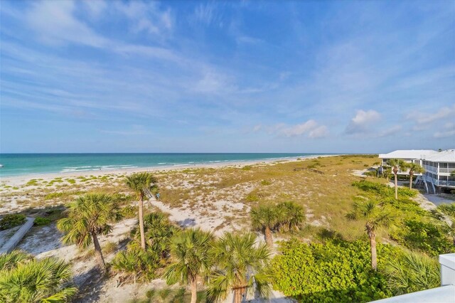 property view of water featuring a view of the beach