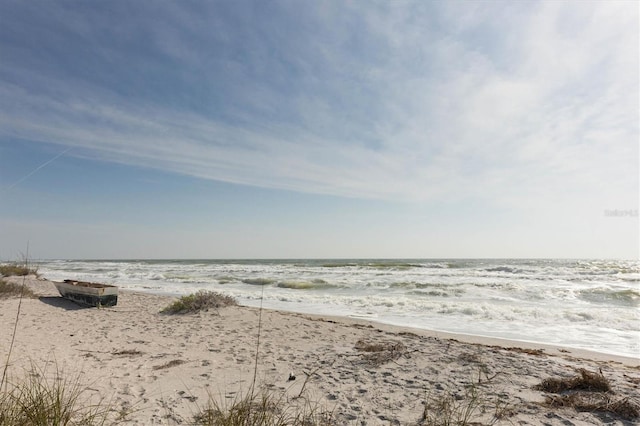 view of water feature featuring a beach view