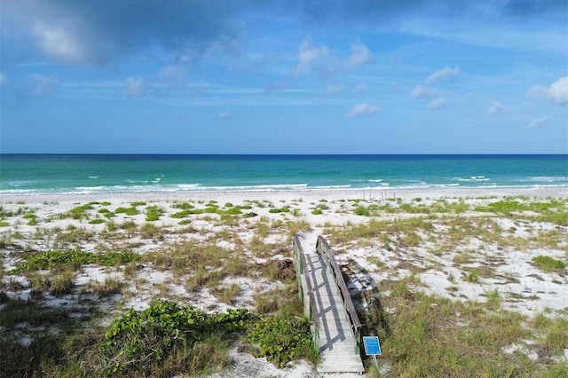 view of water feature with a view of the beach