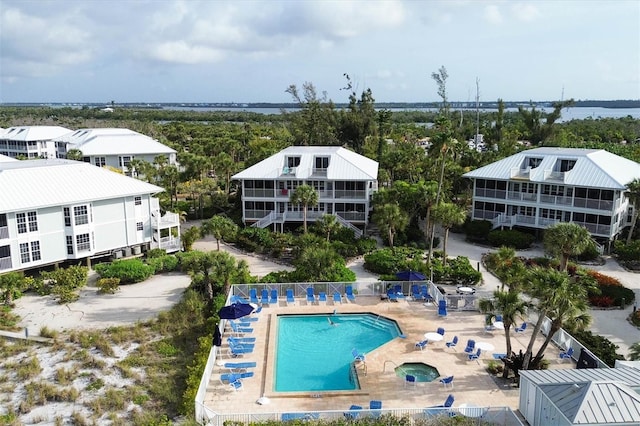 view of swimming pool with a patio