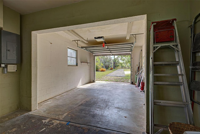 garage featuring electric panel