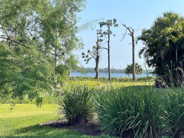 exterior space with a water view