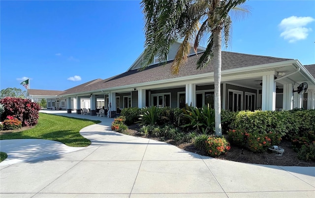 view of home's exterior with a lawn