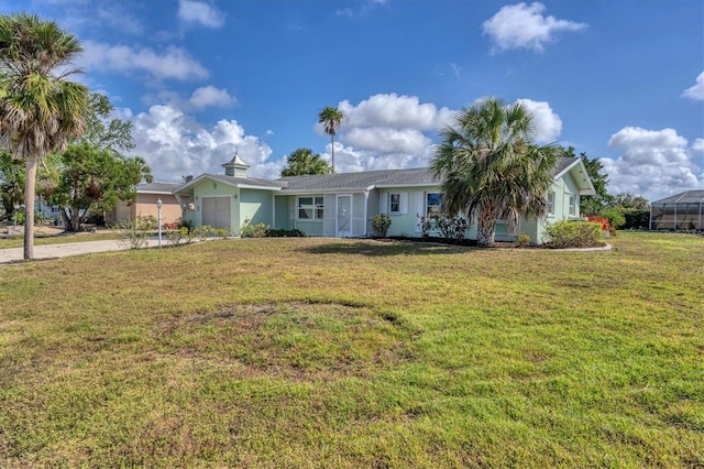 ranch-style house with a front lawn