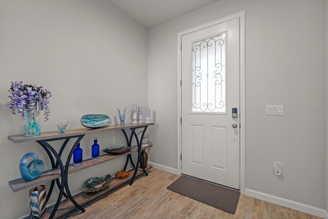 foyer with light hardwood / wood-style floors