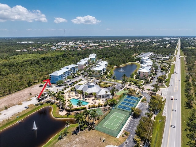 bird's eye view featuring a water view