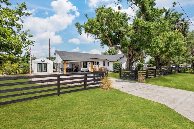 view of front of home with a front yard