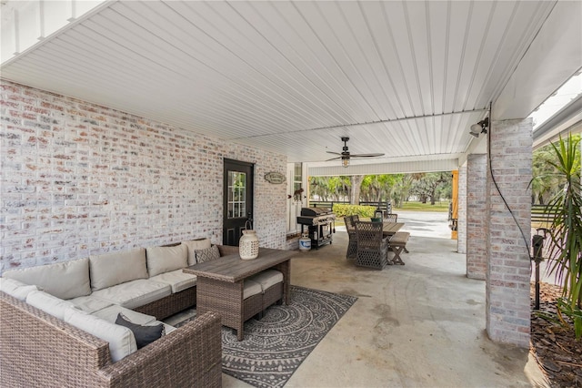 view of patio / terrace featuring an outdoor living space and ceiling fan