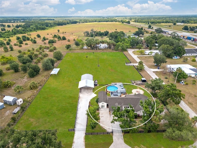 drone / aerial view with a rural view