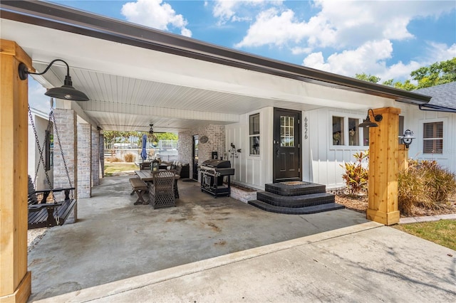 view of patio / terrace featuring a grill