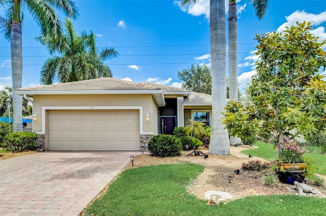 view of front of house with a garage