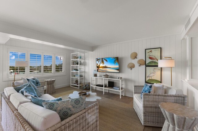 living room with wood-type flooring