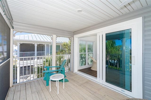 view of unfurnished sunroom