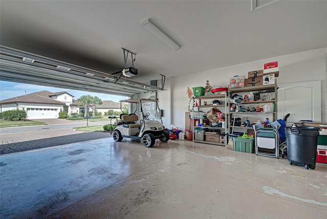 garage with a garage door opener