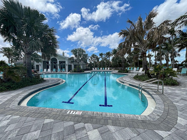 view of pool featuring a patio area