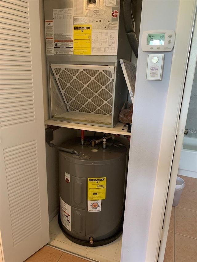 utility room featuring water heater