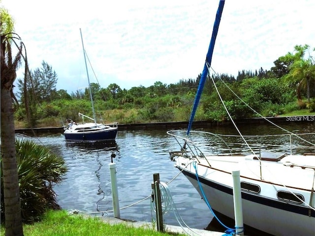 view of dock featuring a water view