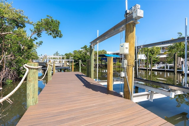 dock area featuring a water view