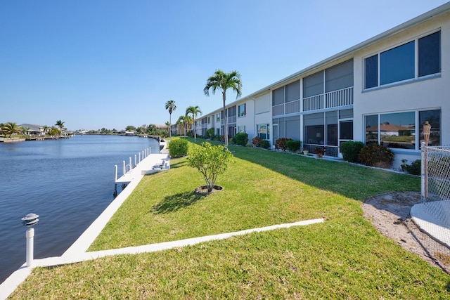 exterior space featuring a dock