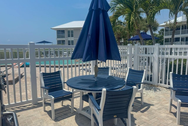 view of patio / terrace featuring a fenced in pool