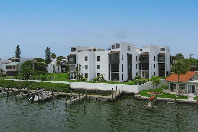 water view featuring a boat dock