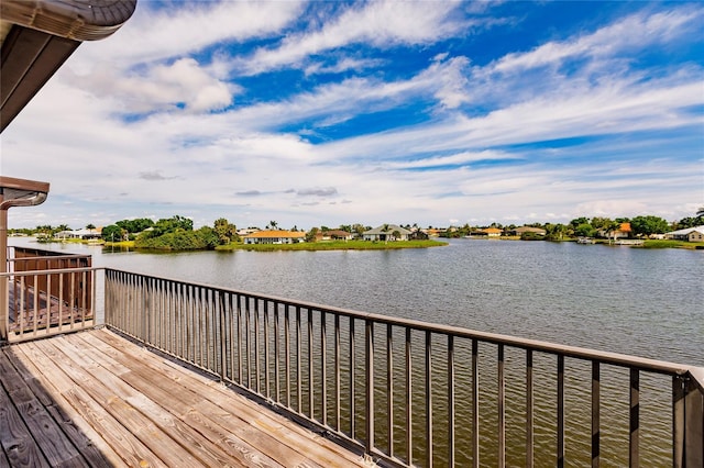 deck with a water view