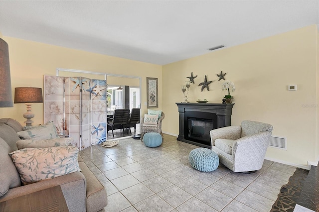 view of tiled living room