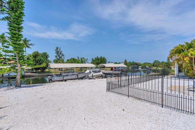 view of yard with a water view