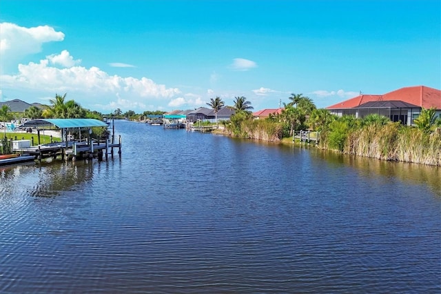 view of dock featuring a water view