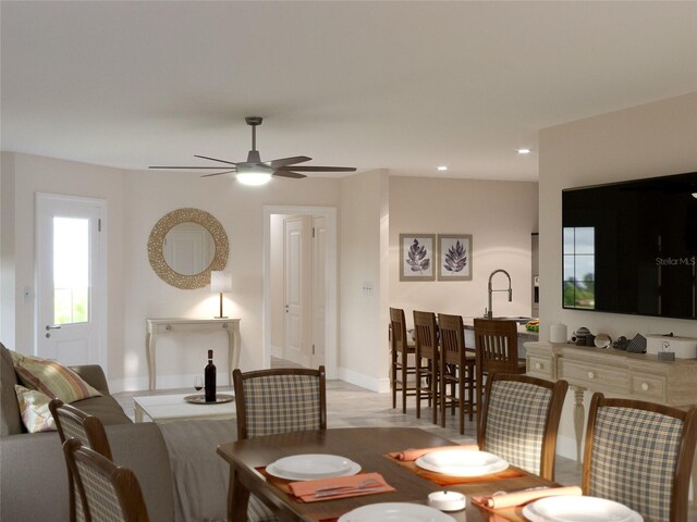 dining area featuring ceiling fan